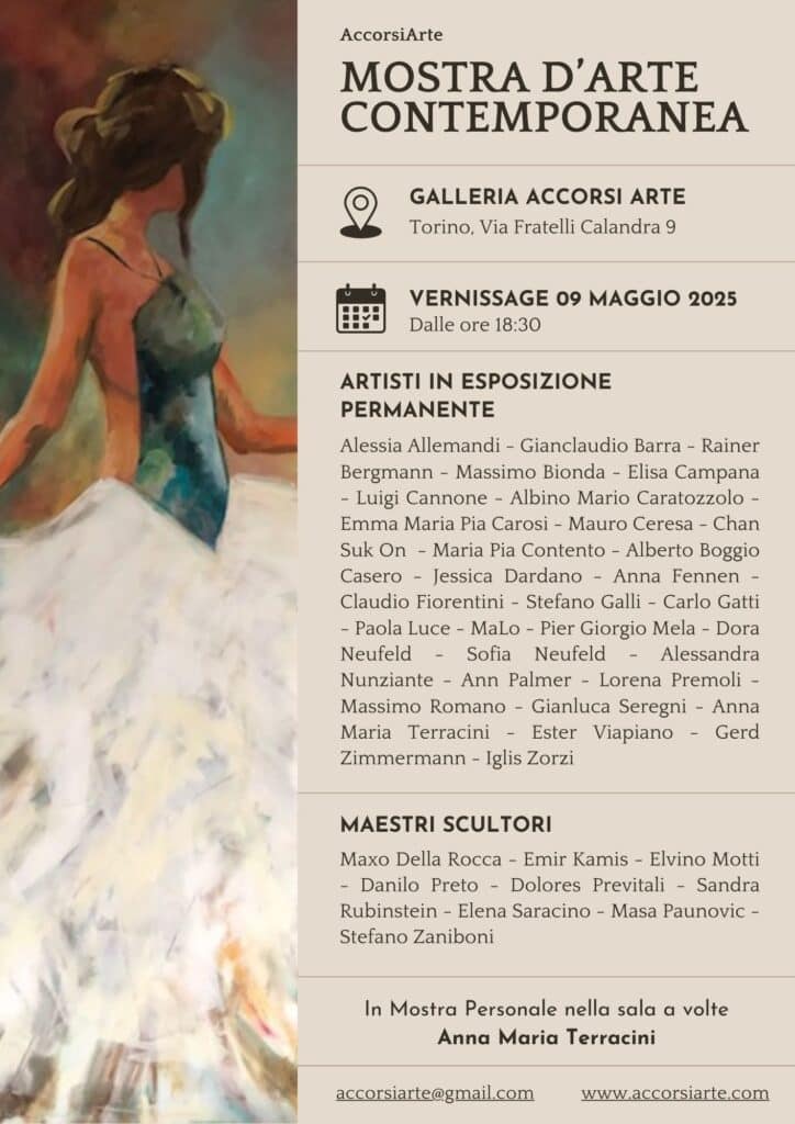 Ausstellung zeitgenössischer Kunst, dauerhaft ausgestellte Künstler, Accorsi Arte Turin, Mai 2025