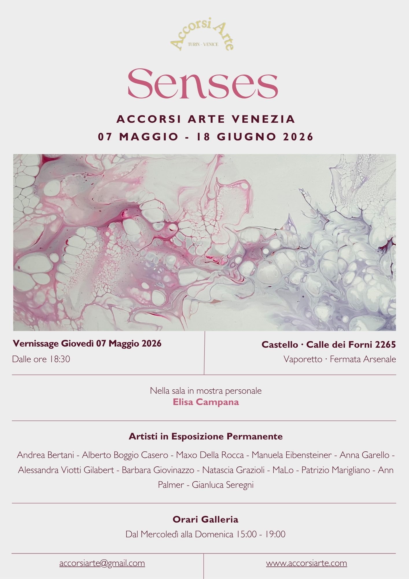 "Senses" - Mostra Collettiva Internazionale, Accorsi Arte Venezia